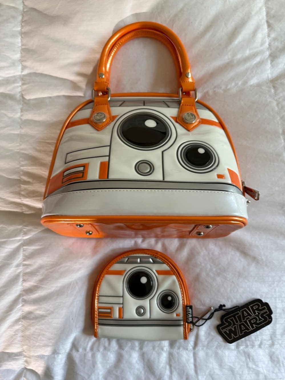 🔸RARE 2 Piece SET🔸Loungefly Star Wars BB-8 Dome Satchel & Matching Coin Purse - Picture 3 of 13